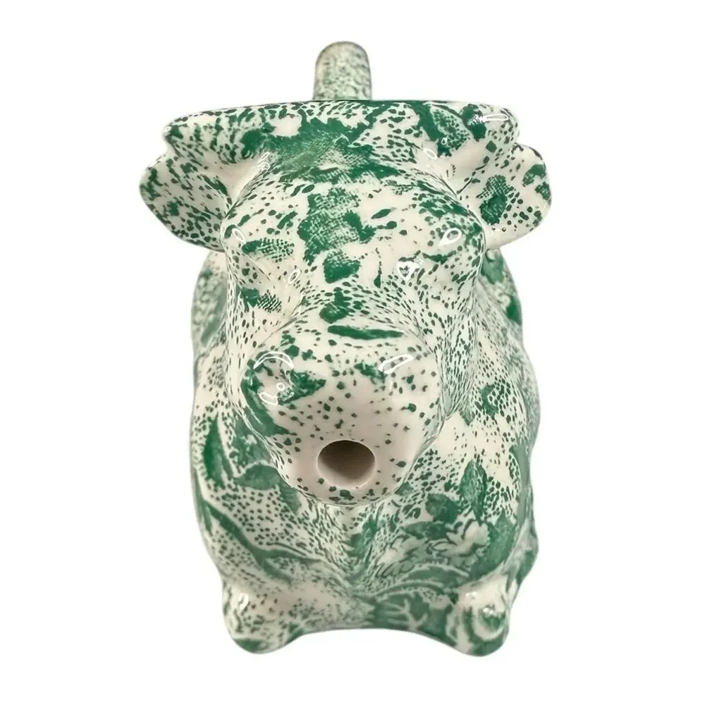 Vintage Laura Ashley Chintzware Green Cow Creamer Staffordshire England 1989